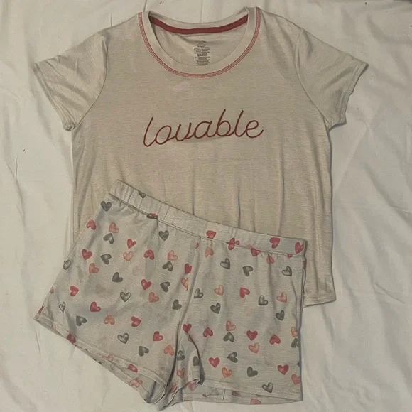 π *Lovable Cream & Pink PJs π - Picture 1 of 7